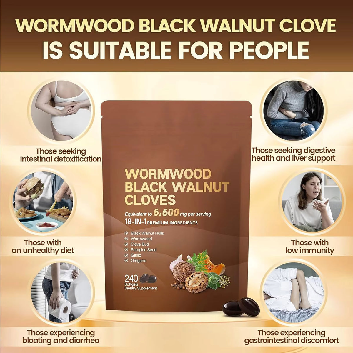 Wormwood Black Walnut Clove 18-1 Softgel's